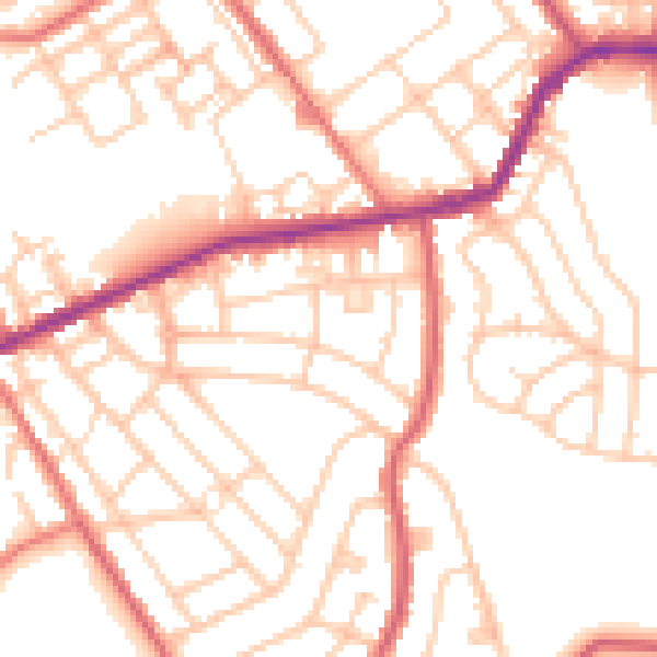 Daytime road noise heatmap for OL8 3UB