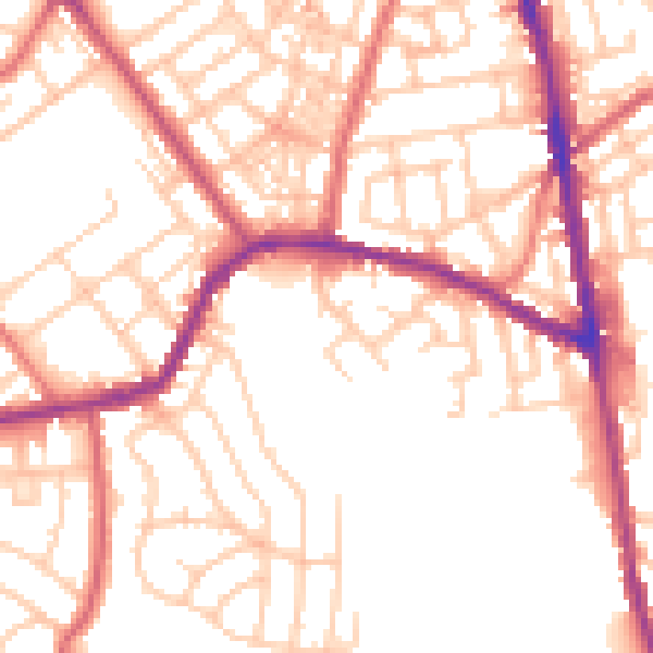Daytime road noise heatmap for OL8 3WB