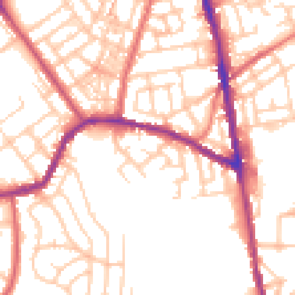 Daytime road noise heatmap for OL8 3WH
