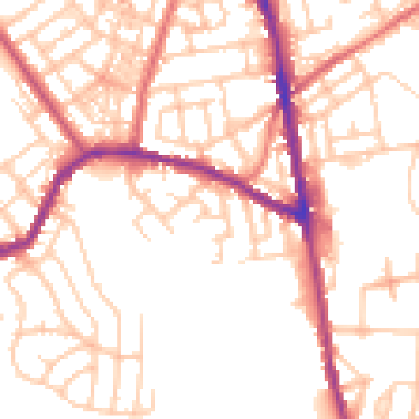 Daytime road noise heatmap for OL8 3WL