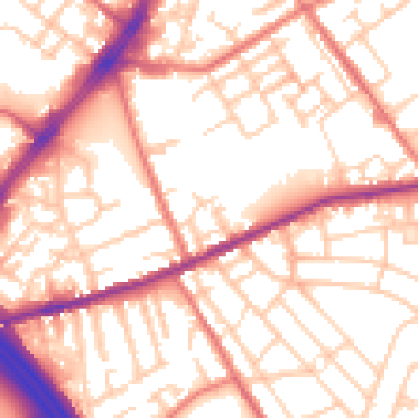 Daytime road noise heatmap for OL8 3XB