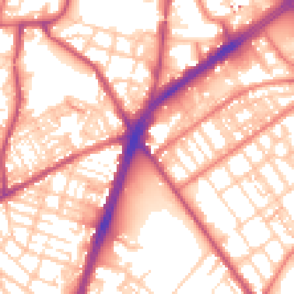 Daytime road noise heatmap for OL8 4AF