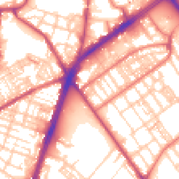 Daytime road noise heatmap for OL8 4AH