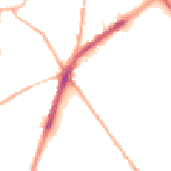 Night-time road noise heatmap for OL8 4AH