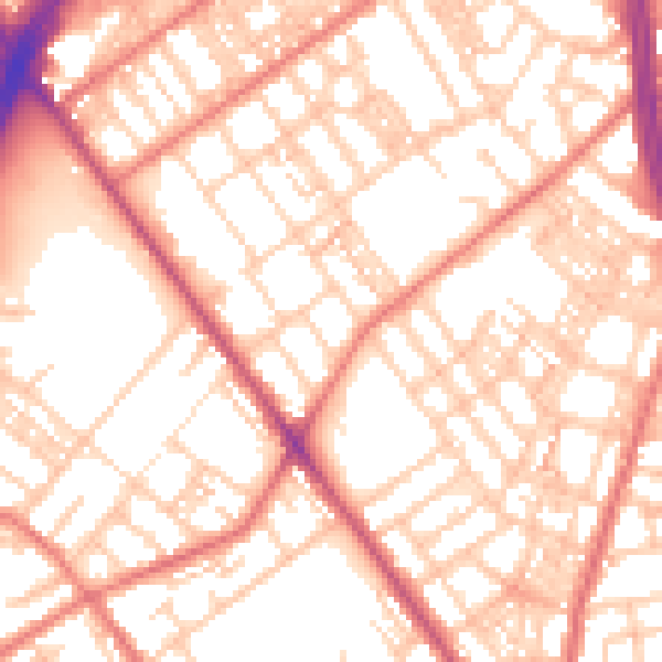 Daytime road noise heatmap for OL8 4AT