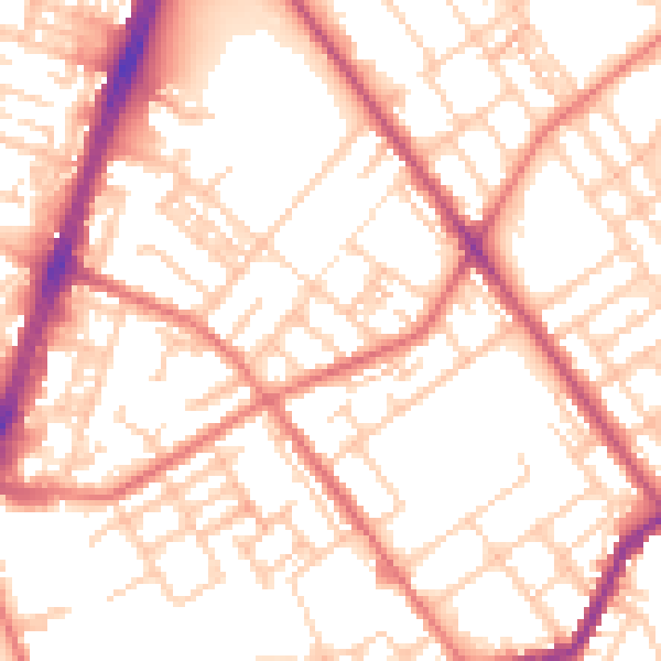 Daytime road noise heatmap for OL8 4AZ