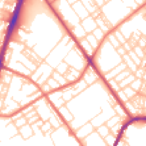 Daytime road noise heatmap for OL8 4DN