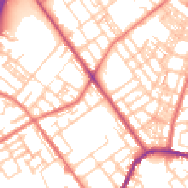Daytime road noise heatmap for OL8 4DP