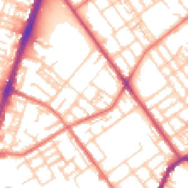 Daytime road noise heatmap for OL8 4EE