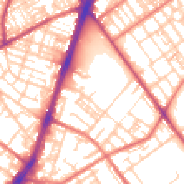 Daytime road noise heatmap for OL8 4EG