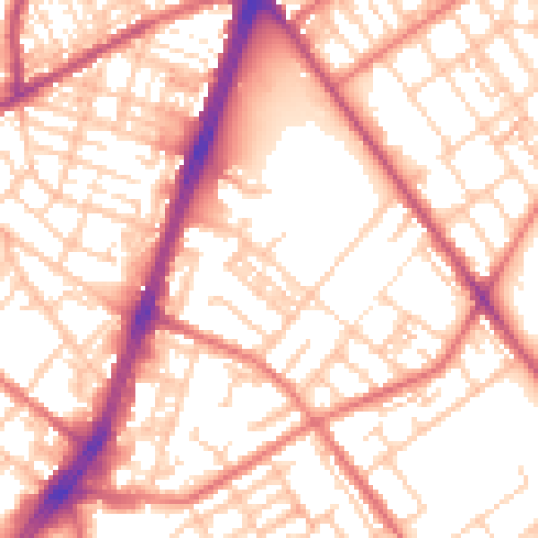 Daytime road noise heatmap for OL8 4EJ