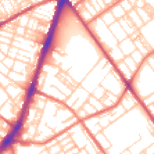 Daytime road noise heatmap for OL8 4ES