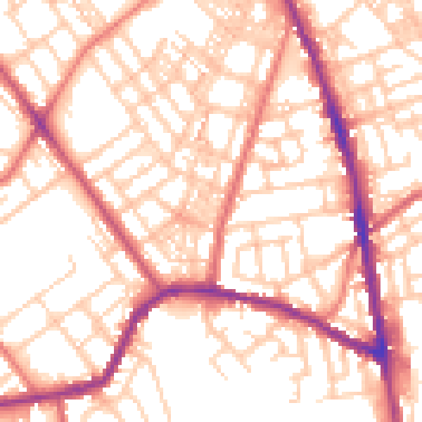 Daytime road noise heatmap for OL8 4HB