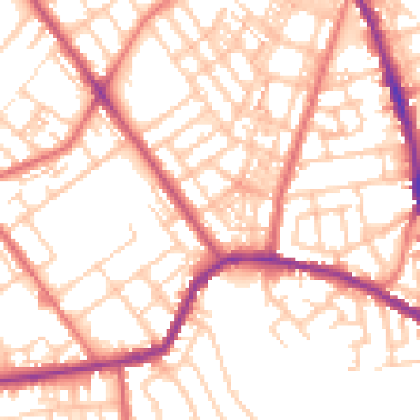 Daytime road noise heatmap for OL8 4HQ