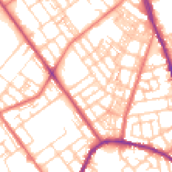 Daytime road noise heatmap for OL8 4HT