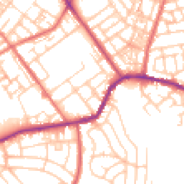 Daytime road noise heatmap for OL8 4JA