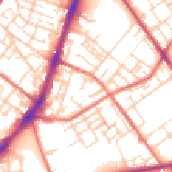 Daytime road noise heatmap for OL8 4LG