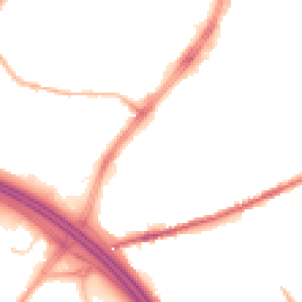 Night-time road noise heatmap for OL8 4QE