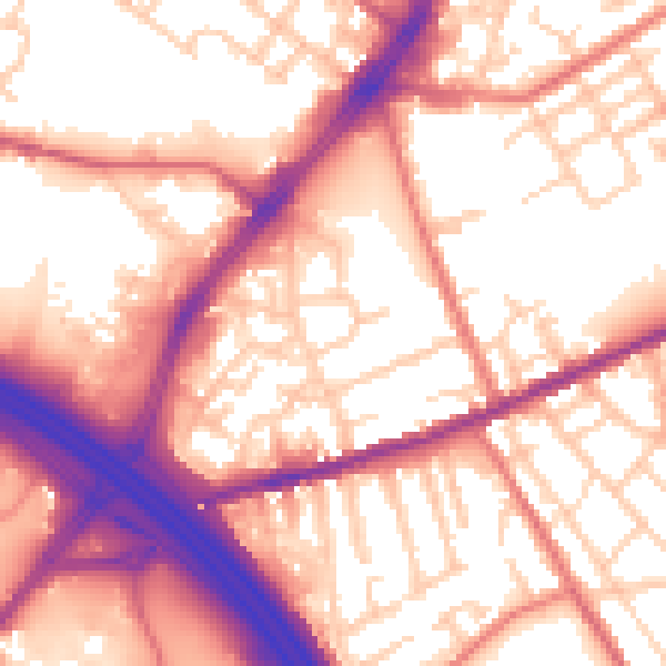 Daytime road noise heatmap for OL8 4QP