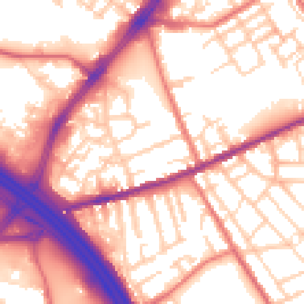 Daytime road noise heatmap for OL8 4QW
