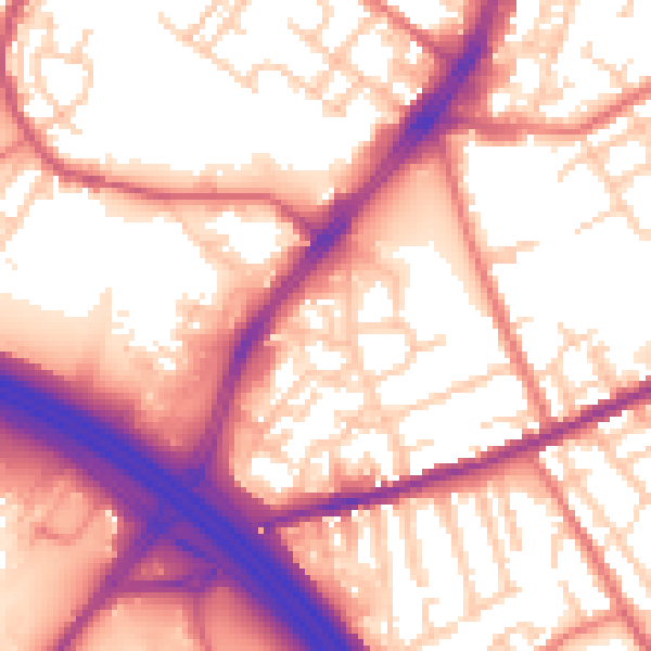 Daytime road noise heatmap for OL8 4RE
