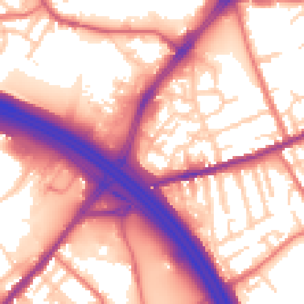Daytime road noise heatmap for OL8 4SF