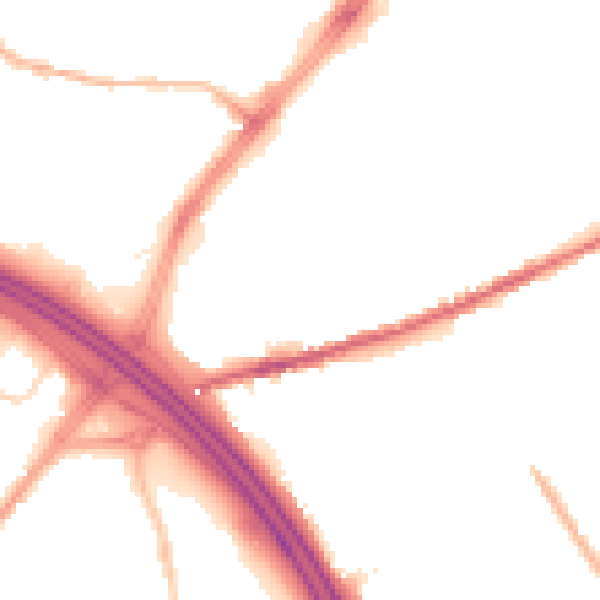 Night-time road noise heatmap for OL8 4SU