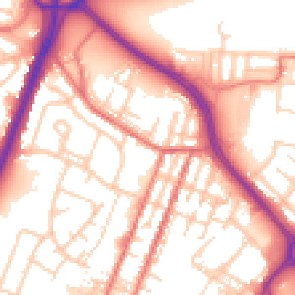 Daytime road noise heatmap for OL9 0BZ