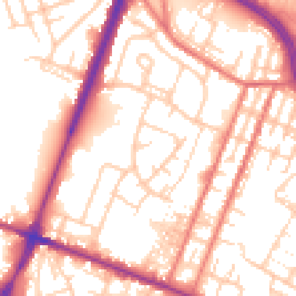 Daytime road noise heatmap for OL9 0DU
