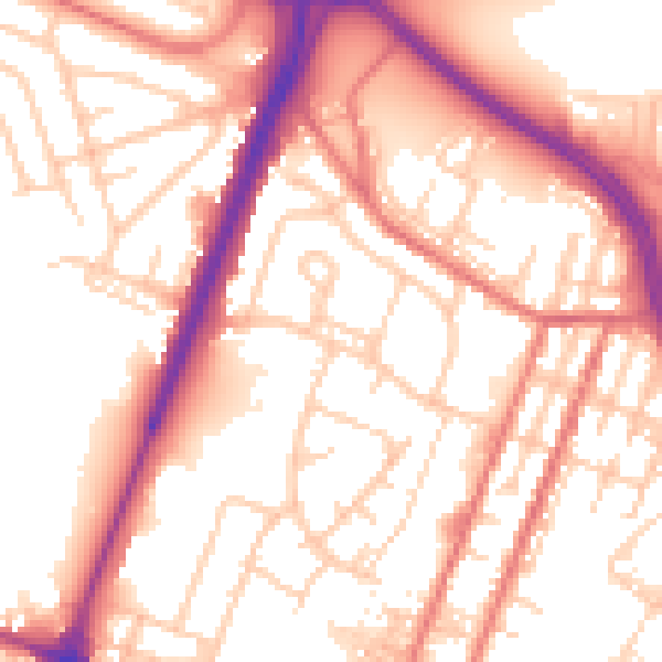 Daytime road noise heatmap for OL9 0DZ