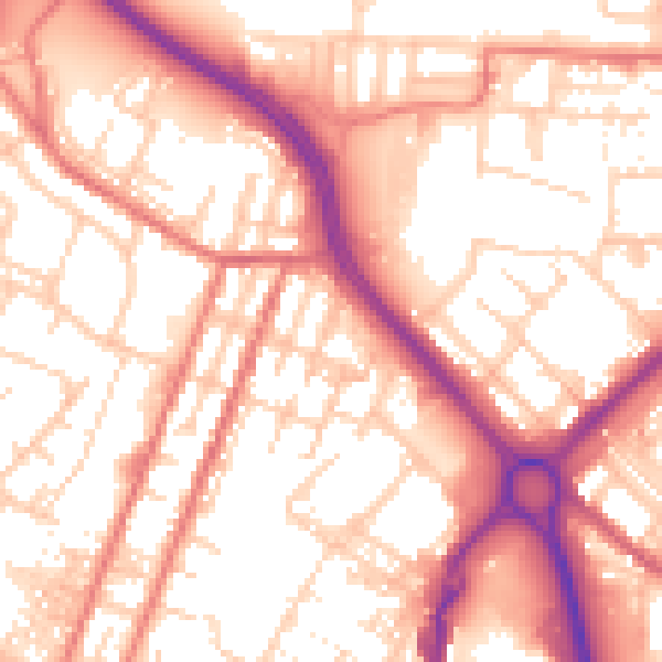 Daytime road noise heatmap for OL9 6RE
