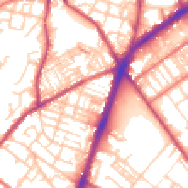 Daytime road noise heatmap for OL9 7BD