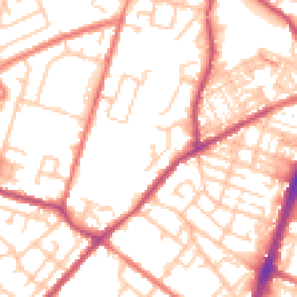 Daytime road noise heatmap for OL9 7BP