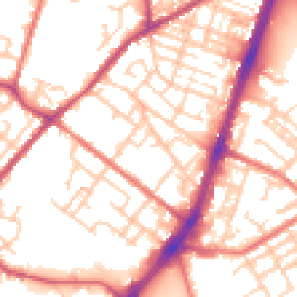Daytime road noise heatmap for OL9 7JF