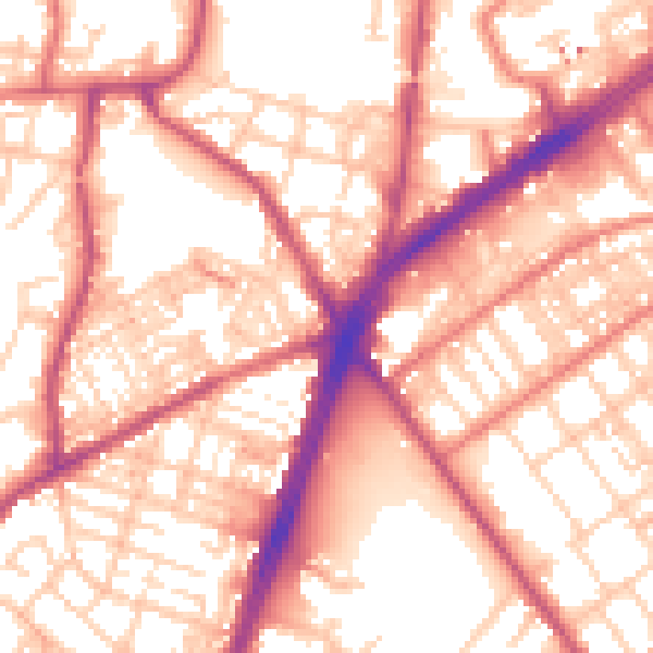 Daytime road noise heatmap for OL9 7QN