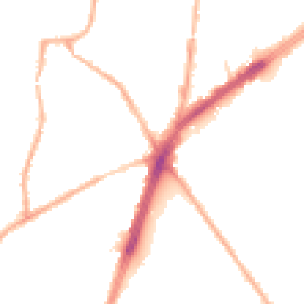 Night-time road noise heatmap for OL9 7QN
