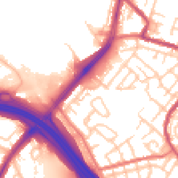 Daytime road noise heatmap for OL9 8AJ