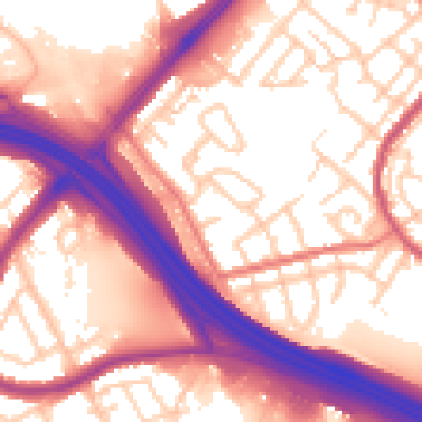Daytime road noise heatmap for OL9 8BL