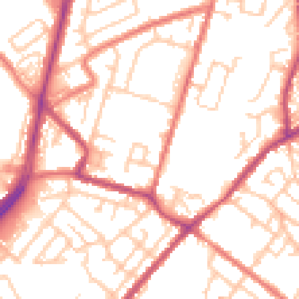 Daytime road noise heatmap for OL9 8BW