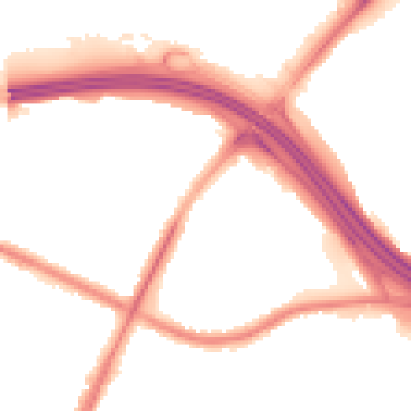 Night-time road noise heatmap for OL9 8ED