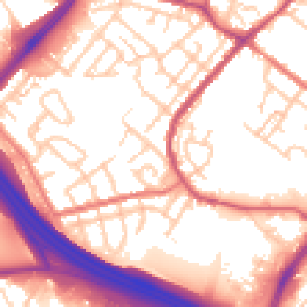 Daytime road noise heatmap for OL9 8JD