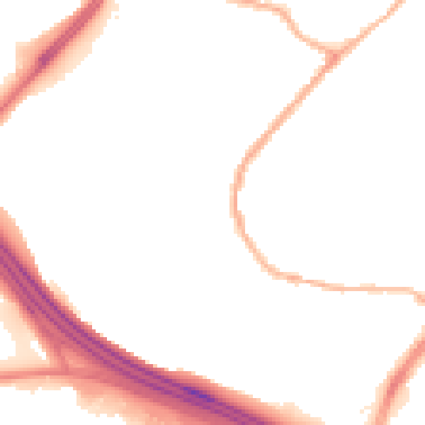 Night-time road noise heatmap for OL9 8JD
