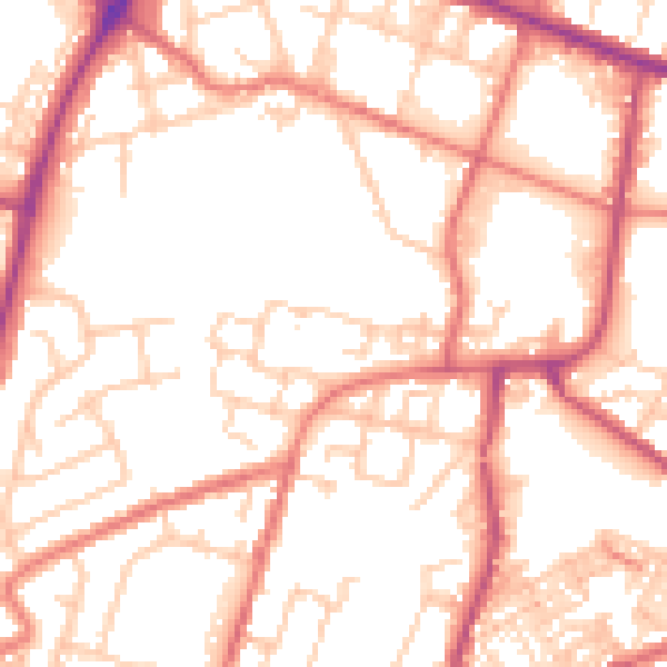 Daytime road noise heatmap for OL9 9BE