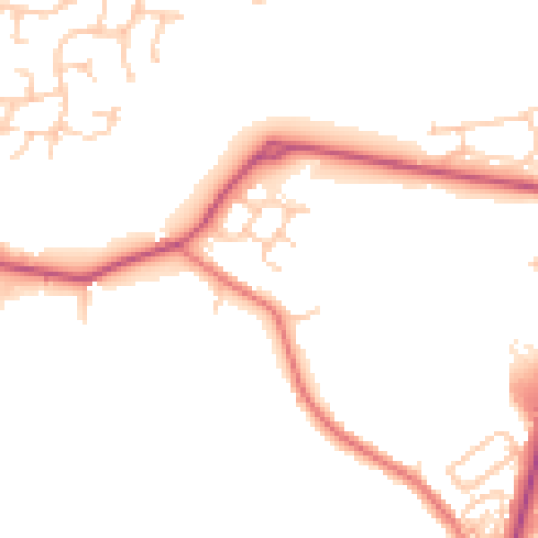 Daytime road noise heatmap for OL9 9FQ