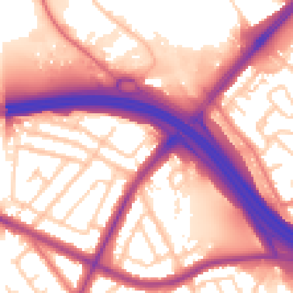 Daytime road noise heatmap for OL9 9PU