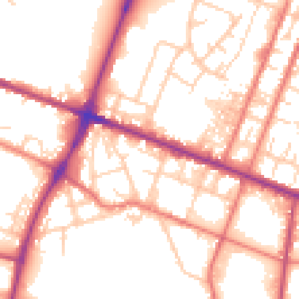 Daytime road noise heatmap for OL9 9TA
