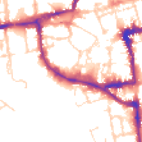 Daytime road noise heatmap for OX1 1EB
