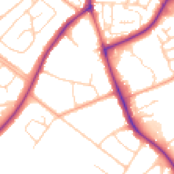Daytime road noise heatmap for OX16 9HJ