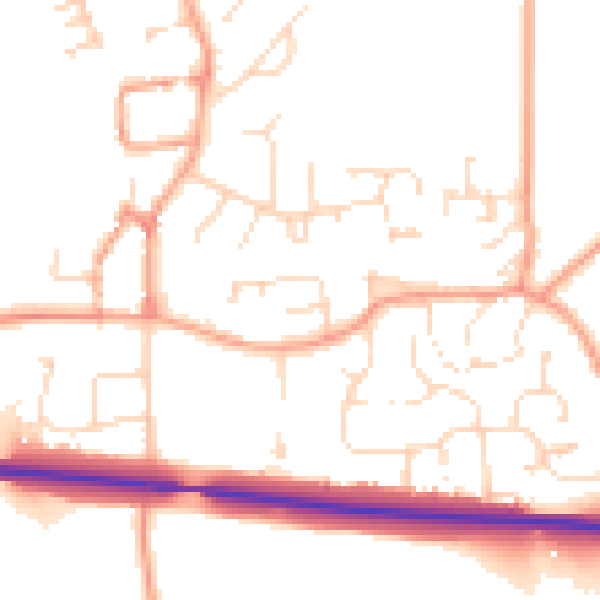 Daytime road noise heatmap for OX17 2NW