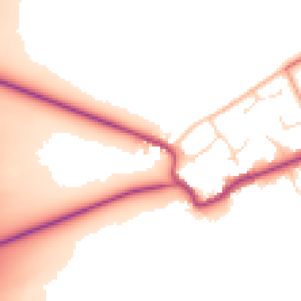 Daytime road noise heatmap for OX17 3BZ